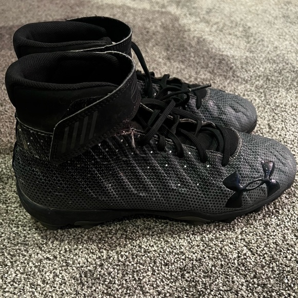 UNDER ARMOUR HARPER 2 Baseball Size 7 Shoes Boys Black Gray Cleats - Picture 6 of 10